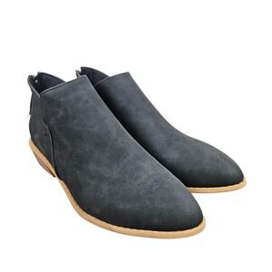 Womens Ankle Boots Booties Black Faux Suede Low Heel Casual Shoes Size 41